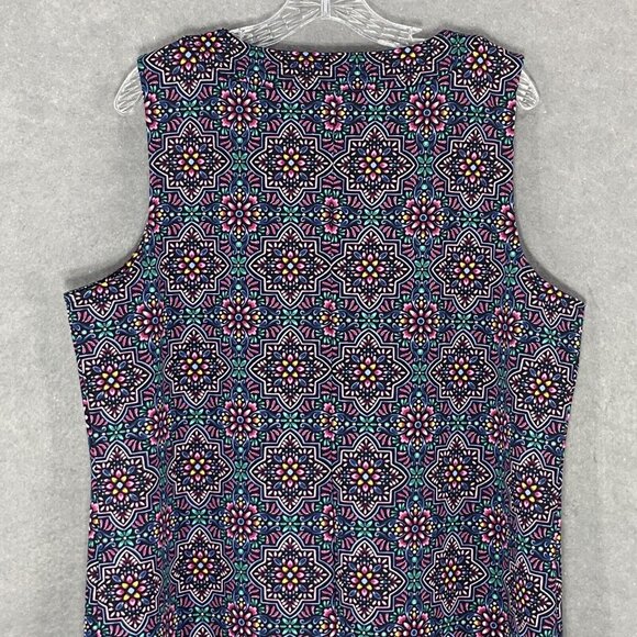 Talbots Dress Women XL Floral Patterned V-Neck Sleevless Multi-color Stretch - Picture 6 of 12